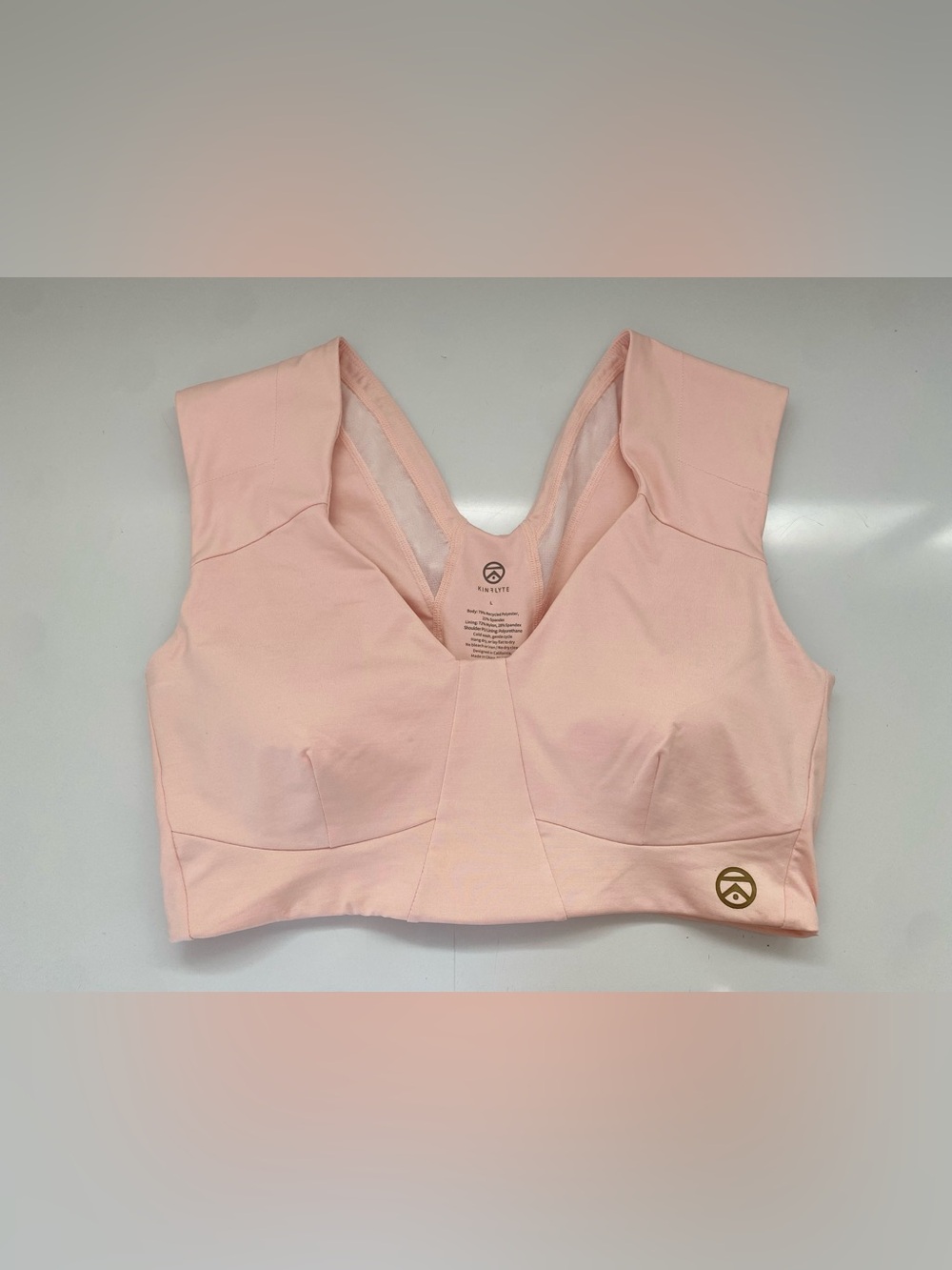 KINFLYTE Freedom Posture Support Bra Pink Size Large V-Neck Activewear Wireless